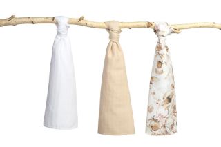 Mušelínové mäkké plienky LUX, 3ks, Kvety, biela/béžová/so vzorom (573177)