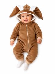 Baby Nellys Manšestrová kombinézka/overálek s kožíškem Cute Bunny - hnědá (2)