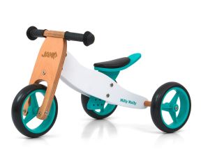 Drevené odrážadlo JAKE 2v1, trojkolka aj bicykel, 12–36 mesiacov, biela, mäta, Milly Mally Drevené odrážadlo JAKE 2v1, trojkolka aj bicykel, 12–36 mesiacov, biela, mäta, Milly Mally