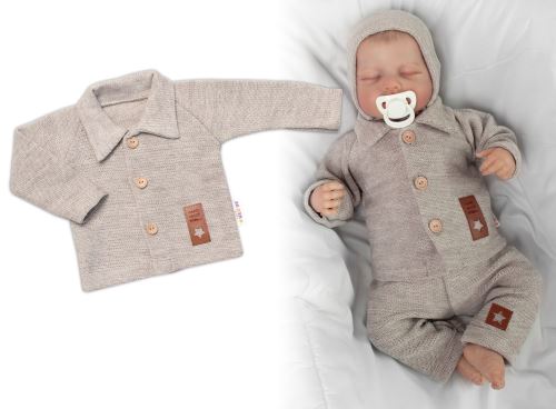 Pletený svetřík s knoflíčky Boy, Baby Nellys, béžový (2)