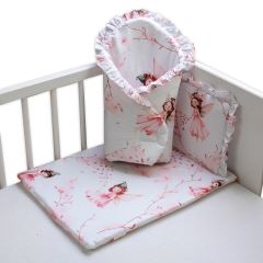 Sada pre bábiku 3D, Baby Nellys - zavinovačka, perinka a vankúšik, Elfí Víla, ružová (3)