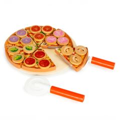 Drevená detská pizza na krájanie na suchý zips 27 ks Drevená detská pizza na krájanie na suchý zips 27 ks