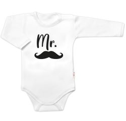 Body dl. rukáv Mr., bavlna Baby Nellys, bílo/černé Body dl. rukáv Mr., bavlna Baby Nellys, bílo/černé