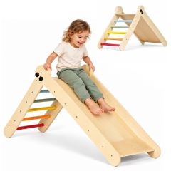Drevená Montessori lezecká zostava pre deti, rebrík s rampou (1)