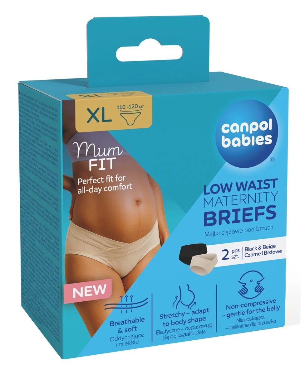 Nohavičky pre tehotné Canpol babies MumFit pohodlné 2 ks, čierne, béžové - XL