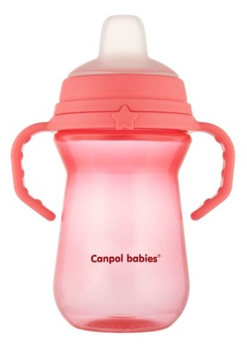 Nevylievací hrnček Canpol Babies s mäkkým náustkom, ružový, 250 ml